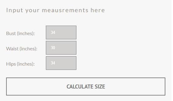 dress size calculator catrinas bridal