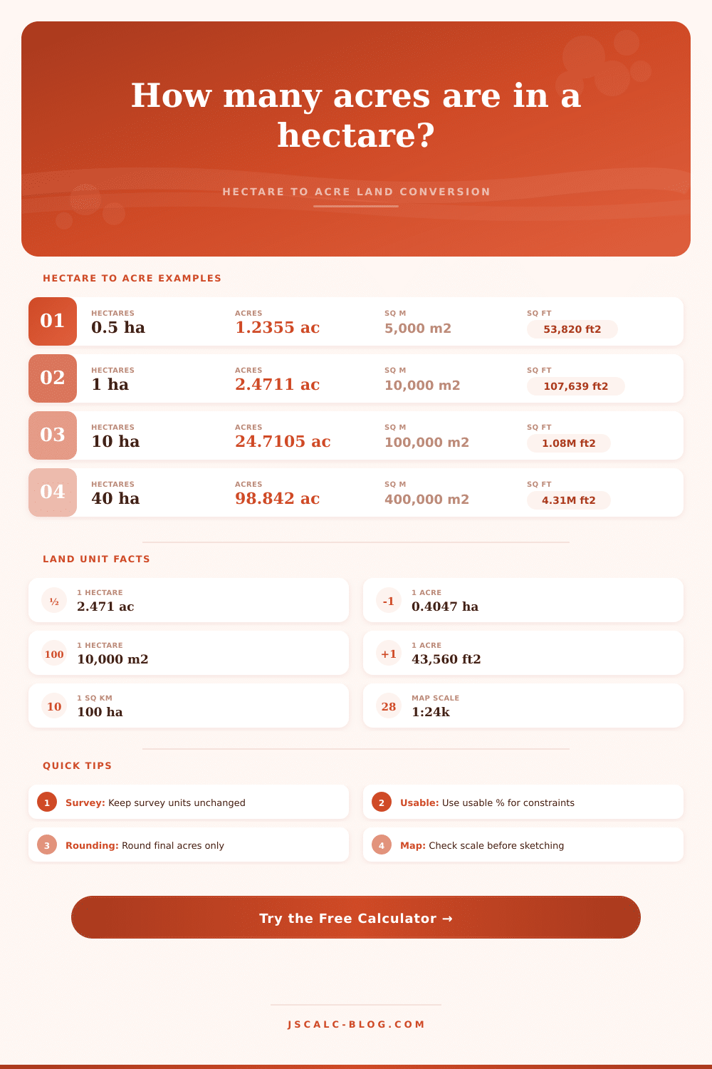 Hectares to Acres Converter