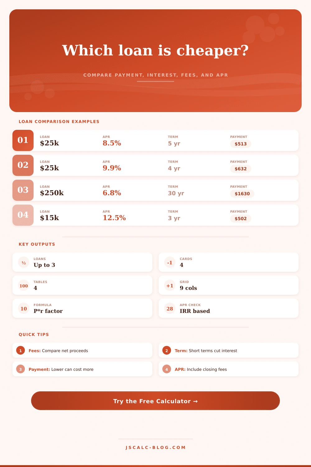Loan Comparison Calculator